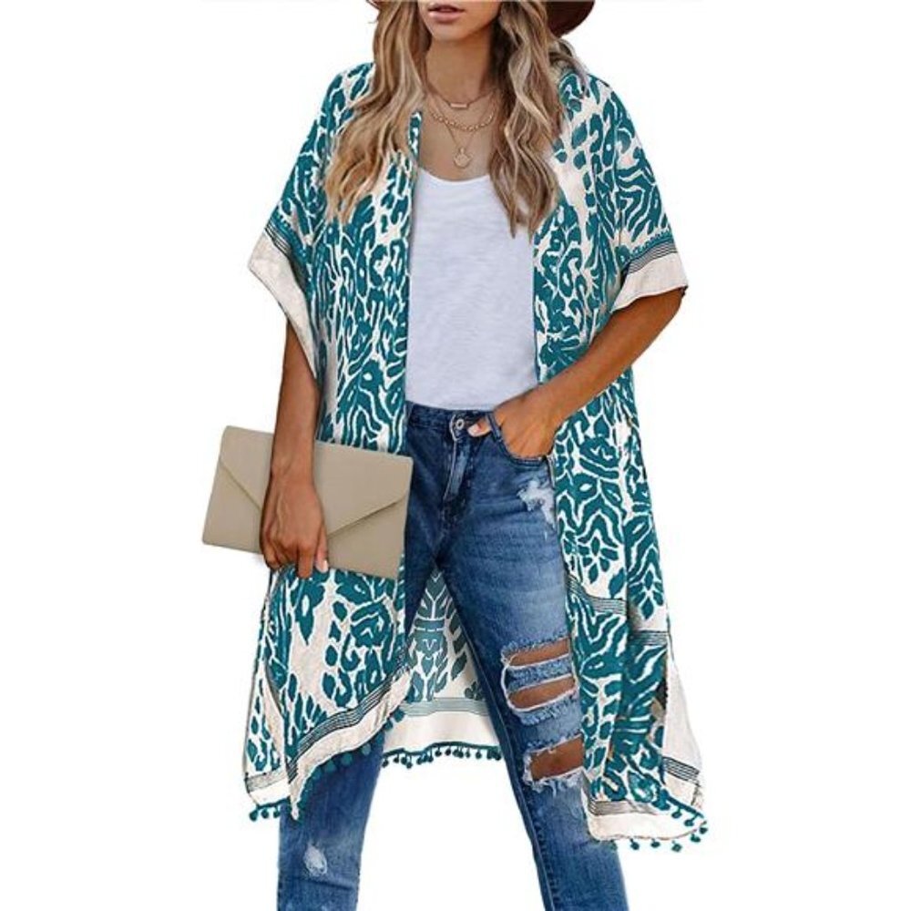 Women's Soft Boho Kimono Cardigans Beach Swimsuit Cover Ups